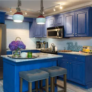 Nuevo diseño de cocina americana personalizado azul cielo para armario de cocina para el hogar hecho por foshan