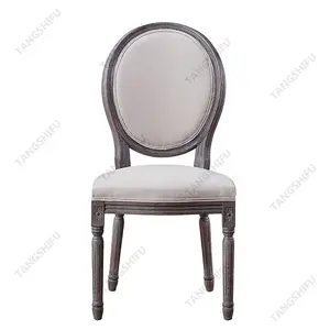 Cadeira com banquete francês antigo, cadeira marrom da sala de jantar com perna de madeira oval traseira