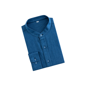 La mejor calidad de manga larga 100% algodón color sólido pantalones <span class=keywords><strong>vaqueros</strong></span> de mezclilla casual Camisa de los hombres - Product Image 2