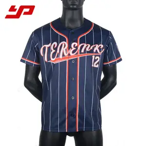 Maillot de baseball rayé pour hommes, logo imprimé personnalisé, sublimation, séchage rapide, uniforme d'équipe anti-batterie, 2022