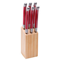 Couteau à steak Laguiole en acier inoxydable avec bloc en bois