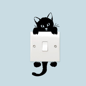 Autocollants muraux amusants, en forme de chat, souris et Rat, noir, animaux, pour la maison, décoration pour chambre d'enfants, bricolage, 12 pièces - Product Image 2