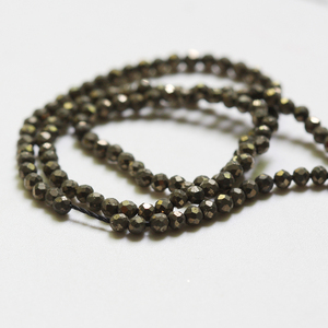 Commercio all'ingrosso 2mm 3mm 4mm perle di <span class=keywords><strong>pirite</strong></span> sfaccettate naturali rotonde perline sfaccettate <span class=keywords><strong>pietra</strong></span> allentata per la creazione di bracciale collana fai da te - Product Image 3