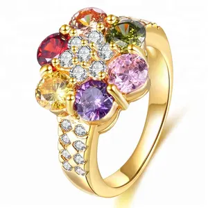jewelry zhefan mini order 18k gold plated jewelry Color cubic zirconia wholesale mountings brass ring
