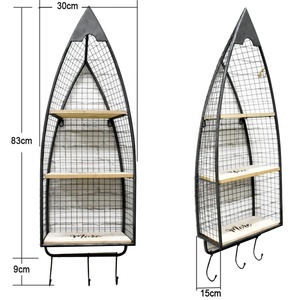 Mensole da Parete <span class=keywords><strong>Vintage</strong></span> Cinesi a Forma di Barca, Arredamento Industriale in Metallo, Scaffale Galleggiante in Ferro - Product Image 6