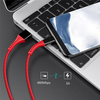 Cable USB a Tipo C de Carga Rápida, Trenzado de Nailon Resistente, Transferencia de Datos de Alta Velocidad 480Mbps, para Teléfono Móvil a Tablet