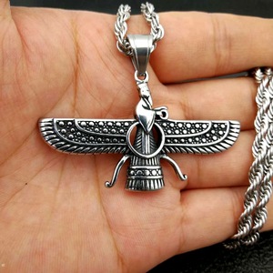 Vintage Old Silver <span class=keywords><strong>Zoroastrisme</strong></span> Anneau Pendentif Mazdaism Collier En Acier Inoxydable - Product Image 2
