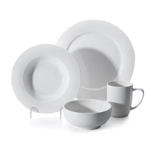 Manufacturer Factory Low Price Hotel Restaurant Ceramic White Porcelain Dinner Plate Sets, Chinbull Dinner Set~
