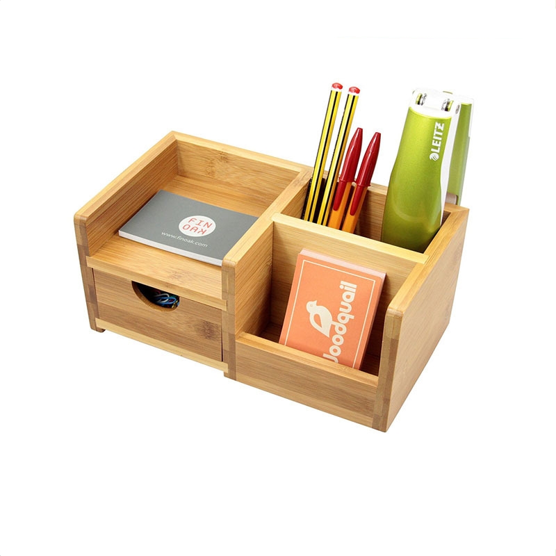 Простой стиль, деревянный бамбуковый офисный стол, канцелярский Органайзер с ящиком