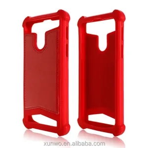 LOW MOQ in stock Silicon + Leather Universal phone case, universal silicone bumper case for mobile phone