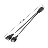 OEM ODM Fábrica Dual USB Hembra Jack Cable Adaptador USB 2,0 Macho Y Splitter Hub PVC Chaqueta Trenza Blindaje para Cámaras Computadoras