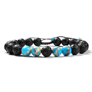 F95 <span class=keywords><strong>Pulsera</strong></span> Difusora de Aceites Esenciales con Cuentas de Piedra Volcánica, Estilo Occidental Popular, para Aliviar el Estrés o la Ansiedad - Product Image 2
