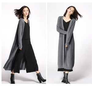 Hot Seller Long Pull Coat Cardigan tricoté en <span class=keywords><strong>laine</strong></span> et cachemire pour <span class=keywords><strong>femme</strong></span> pour le printemps et l'automne - Product Image 3