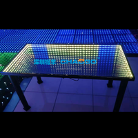 Table basse en verre à effet tunnel RF à distance, couleur RVB changeante, rectangulaire, éclairée par LED, miroir infini 3D