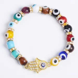 Hight Quality Turkish Jewelry Multi Colors Evil Eye Beads Bracelet Jewelry with Hamsa for Women
