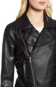 De <span class=keywords><strong>chaqueta</strong></span> de Moto de cuero negro de las mujeres <span class=keywords><strong>chaqueta</strong></span> de cuero remache Moto <span class=keywords><strong>chaqueta</strong></span> de la abrigos - Product Image 4