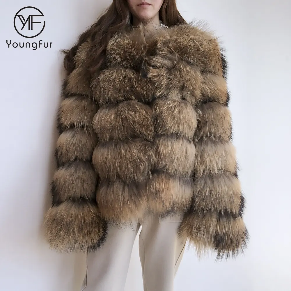 Mode Musim Dingin 2024 mantel bulu rakun wanita mantel bulu asli mantel bulu rakun alami