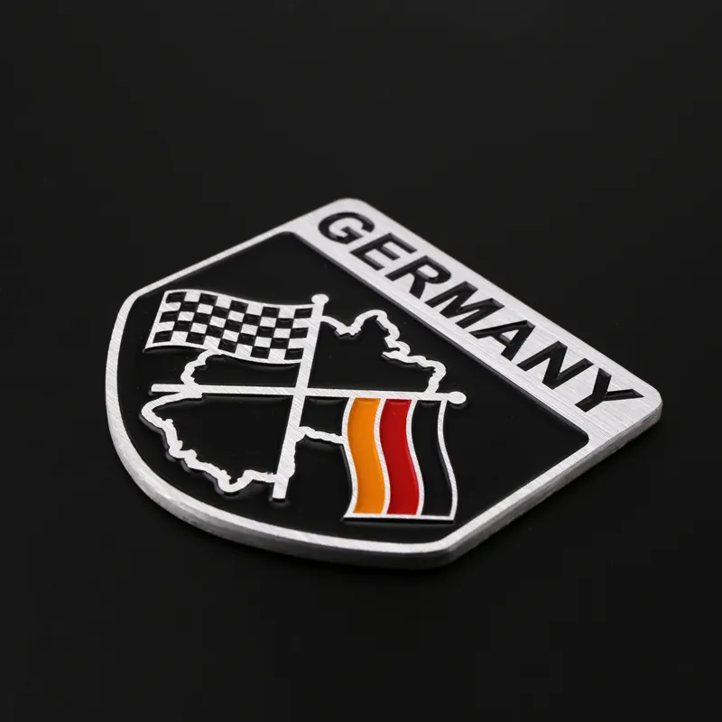 Fenêtre Badge Autocollant Modification Décoration Etie Métal Drapeau Allemand Bouclier Conception Badge Personnalisé En Alliage D'aluminium Étanche Europe