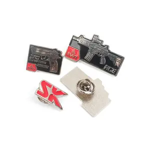 Emblemen Groothandel Custom 3D Gun Naam Logo Metalen Revers Pin Badges Met Vlinder Koppeling