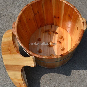 Cubo de madera para masaje de pies, spa, 26,40cm de altura, 37cm de diámetro - Product Image 4