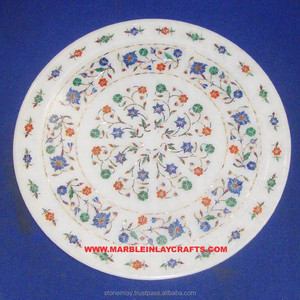 Carved Marble Inlay Plate For Home Decoration - Product Image 1