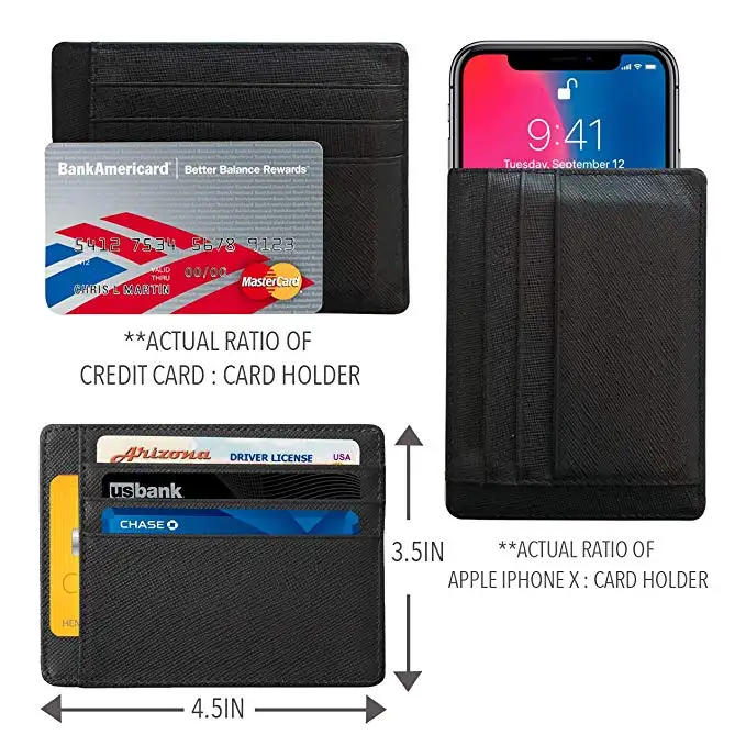 RFID Blocking Genuine Leather Minimalist Front Pocket credit card holder leather wallet in Guangzhou