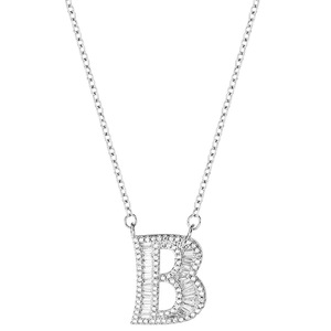Collar con colgante de plata de ley 925 con alfabeto y nombre de familia para mujer - Product Image 5