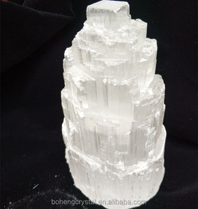 Venta al por mayor blanco natural <span class=keywords><strong>selenita</strong></span> cristal claro yeso piedra áspera satén SPAR Luz - Product Image 1