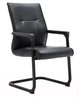 Chaise de bureau en cuir noir de luxe moderne, chaise d'ordinateur de bureau d'attente, vente en gros, chaise de réunion en cuir de direction sans roue
