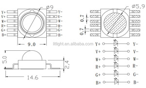 Thâm Quyến Đèn Và Chiếu Sáng Đa Màu PLCC-12 Diode 6in1 6 Wát 12 Wát 6*2 Wát RGBWAUV RGBWYV High Power LED Chip - Product Image 4