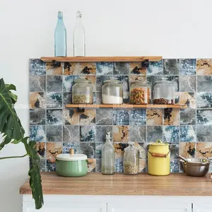 Home Decor Vintage Country Style Indoor Splashback Inkjet Porcelain 4 Inch Digital Mosaic Kitchen Wall Artist Tile