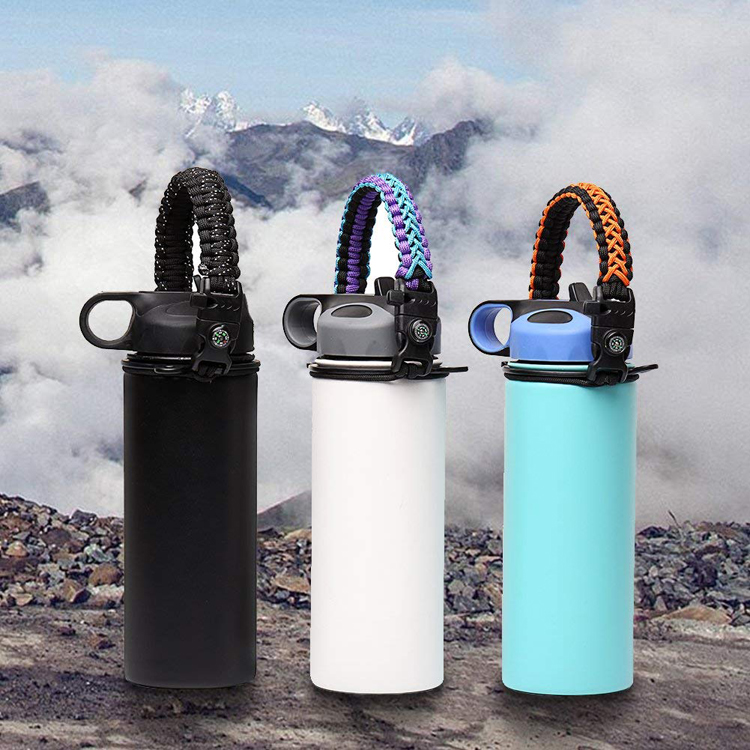 Стильная ручка для бутылки с водой из Паракорда с кольцом-держателем