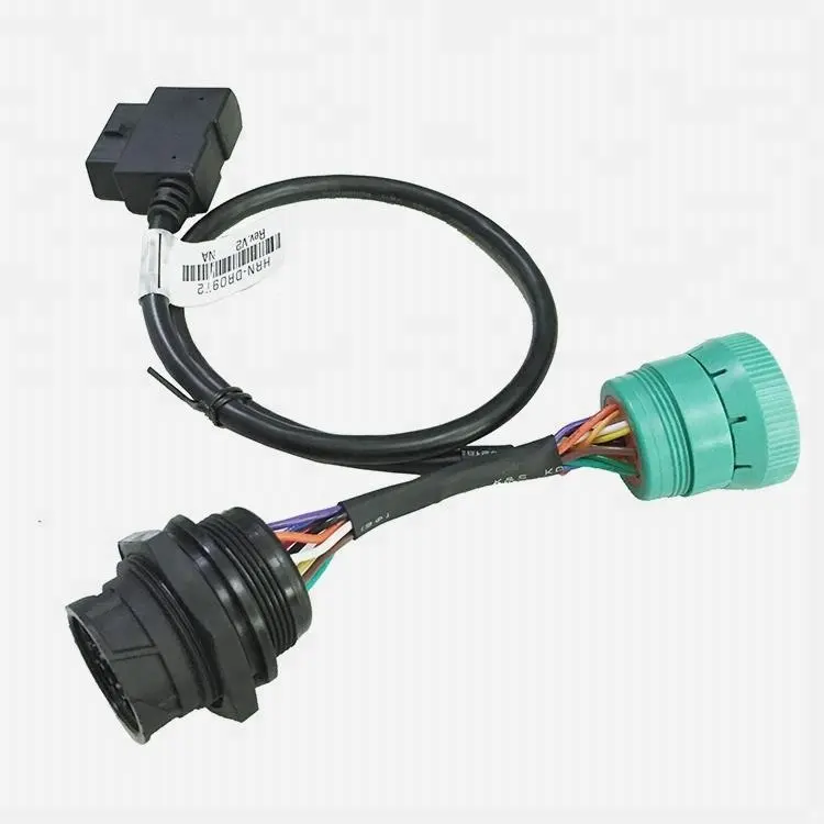 Custom wire harness SAE J1939 Off-Board Diagnostic male to female automotive wire harness with OBD2 cable assembly