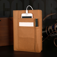 Carnet de notes A5 en cuir PU, banque d'énergie, carnet de notes sans fil, planificateur avec USB