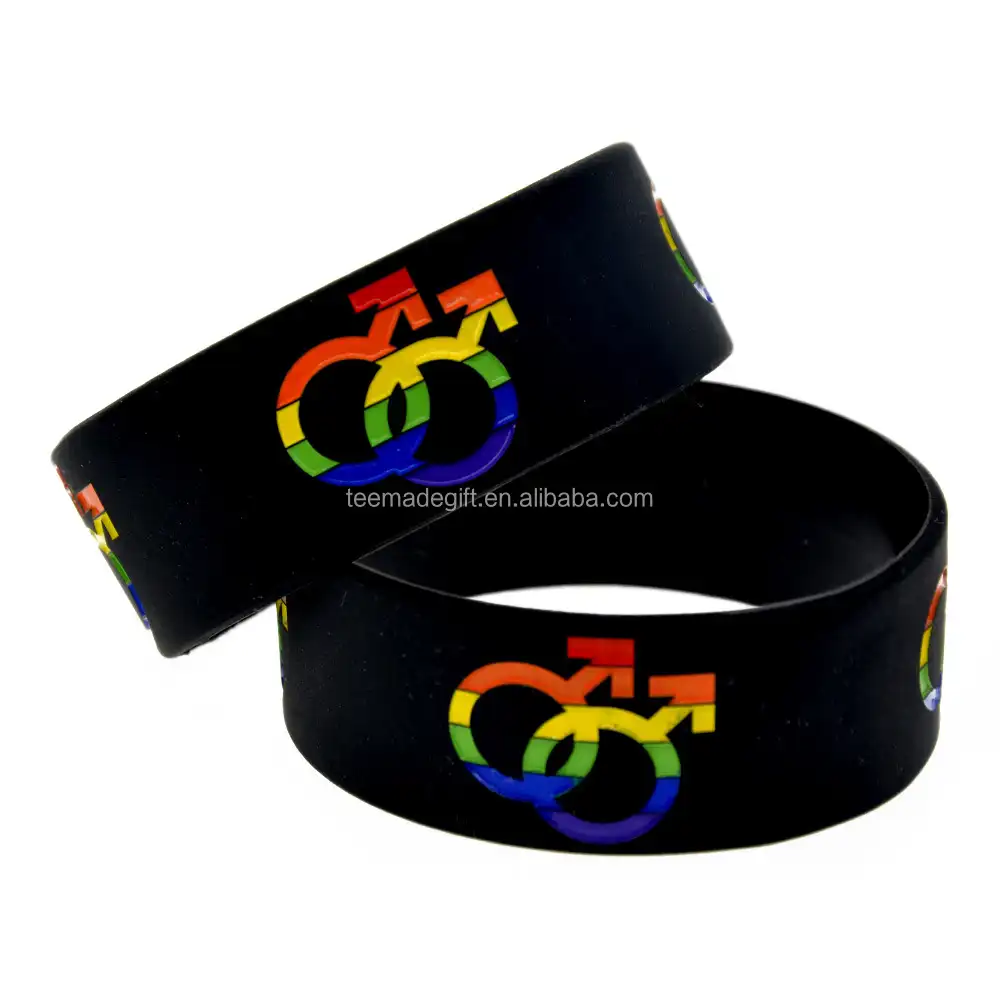 Bracelet de Silicone de fierté gaie imprimé par cadeau de Promotion avec le Bracelet de couleur d'arc-en-ciel pour la fierté gaie