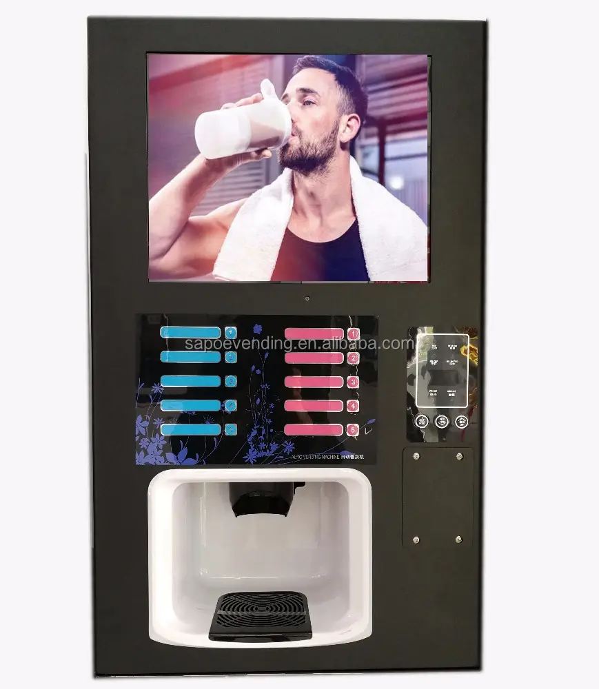Máquina expendedora automática de proteína de suero de leche, máquina expendedora de leche, pantalla LCD para publicidad