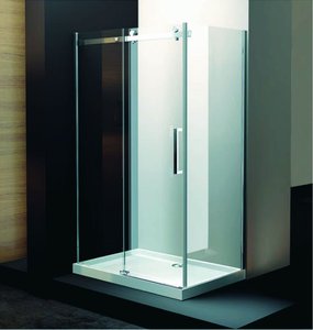 Puerta de ducha sin marco abierta deslizante rectangular moderna, recintos de perfiles de aluminio prefabricados baratos, vidrio templado para <span class=keywords><strong>duchas</strong></span> pequeñas - Product Image 6