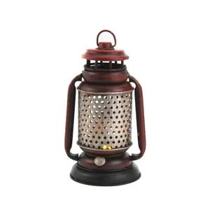 Camping Outdoor Red Hanging Led Hurricane Lamp Kerosene Antique Oil Lantern Garden Decorative Metal Light Lamp