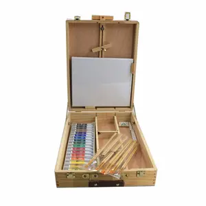 Best Selling hot Wideny premium professional deluxe school home supply 6pieces brush mini easel 42pcs painting art set