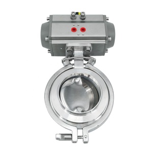 Certification de qualité supérieure à livraison rapide Vanne papillon de soudage pneumatique sanitaire en acier inoxydable SS304 SS316L de qualité alimentaire - Product Image 1