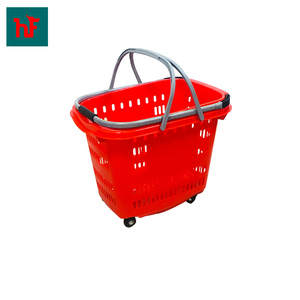 MOQ 20 PCS <span class=keywords><strong>4</strong></span> <span class=keywords><strong>Roues</strong></span> 40L <span class=keywords><strong>Panier</strong></span> à roulettes <span class=keywords><strong>avec</strong></span> poignée, <span class=keywords><strong>Panier</strong></span> à roulettes en plastique pour supermarché <span class=keywords><strong>avec</strong></span> <span class=keywords><strong>4</strong></span> <span class=keywords><strong>roues</strong></span> - Product Image 2