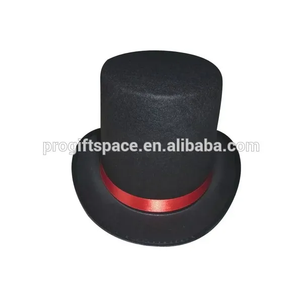2023 new fashion products Victorian steampunk Vintage black felt slash top wool hat with red ribbon for gentlemen made in china