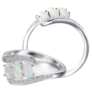 Free sample turkish wedding 999 silver opal ring