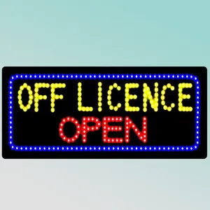 CE RoHS 60X30X2.5cm indoor plastic illuminated Colombia good quality OFF LICENCE OPEN led sign