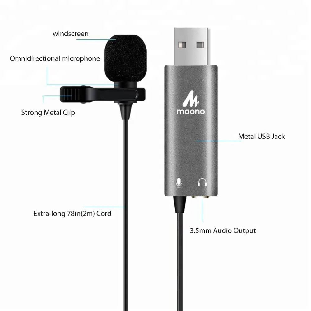 Superventas, Mini enchufe de auriculares USB 2,0, micrófono de condensador eléctrico unidireccional