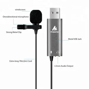 Top販売USB2.0 Mini Headphoneプラグ単方向エレクトレットコンデンサマイクロホン