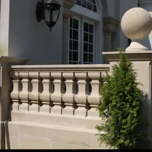 Offre Spéciale européenne belle jaune pierre balustrade de balcon colonne de pierre pour villa ornement