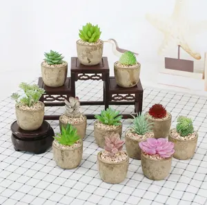 홈 장식 인공 혼합 미니 즙이 많은 식물 pvc pottedsucculent 공장 다른 스타일