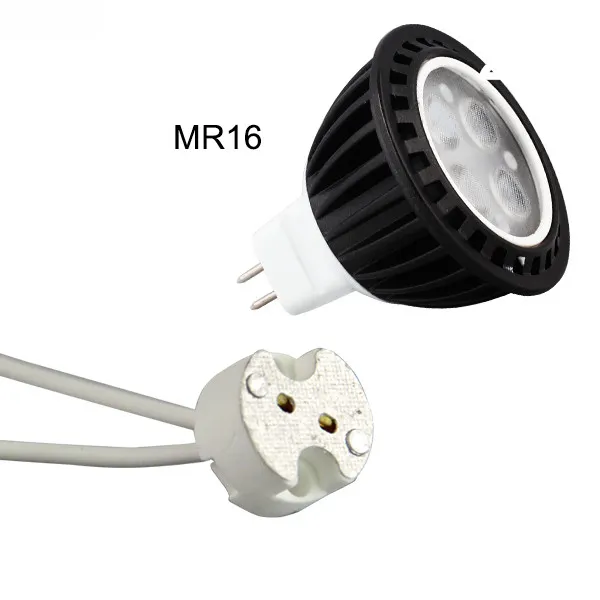 MR16 titular GU5.3 lámpara conector hembra de cerámica LED CFL halógena adaptador MR11 G4 la base con 15cm SR alambre