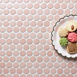 Azulejo <span class=keywords><strong>de</strong></span> Mosaico Circular Redondo <span class=keywords><strong>de</strong></span> Cerámica Esmaltada en <span class=keywords><strong>Horno</strong></span>, Tipo Penny <span class=keywords><strong>de</strong></span> 28 mm, Color Rosa, para Cocina y Baño, Estilo Nórdico <span class=keywords><strong>de</strong></span> Foshan - Product Image 1